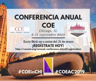 Flyer de la Registración temprana para la conferencia anual COE